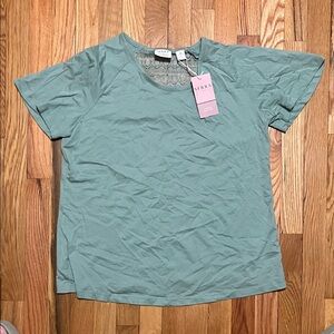 Serra Sage Green Women's Top with Lace Accent